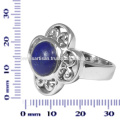 Sterling Silver Floral Designer Ring With Lapis Lazuli Natural Gemstone Party Wear Ring Jewellery